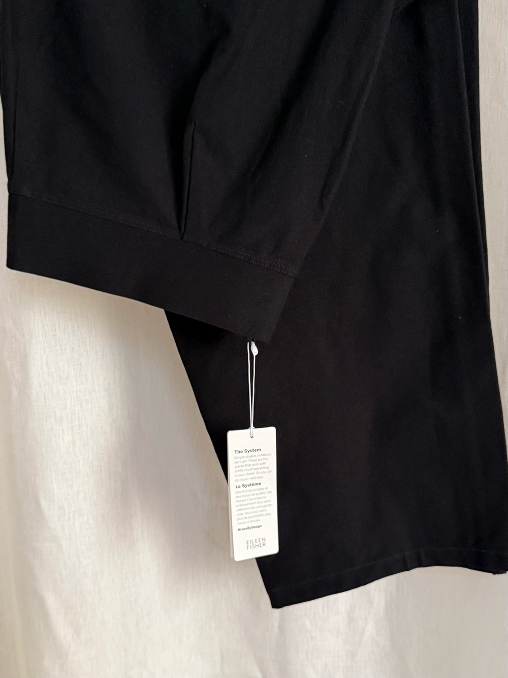NWT Eileen Fisher The System Straight Pants PL Black Viscose Stretch Pull On